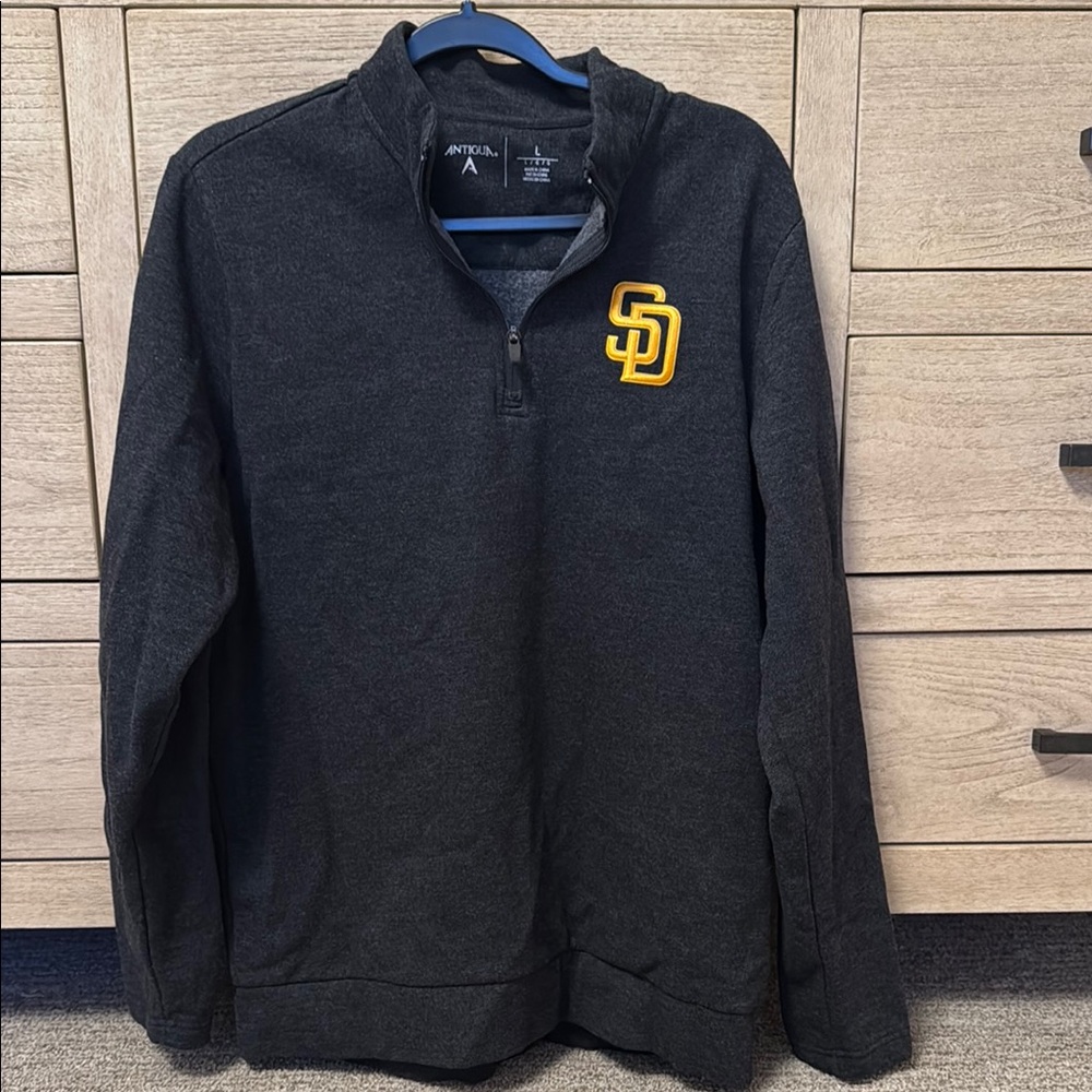 San Diego Padres Antigua Men's Black Sweater with Gold Logo